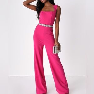 Lulu’s Enticing Endeavors Hot Pink Jumpsuit - M